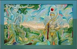 Manolo Yanes,MYTHOLOGIES,paintings,pastorale,Eros and Eve